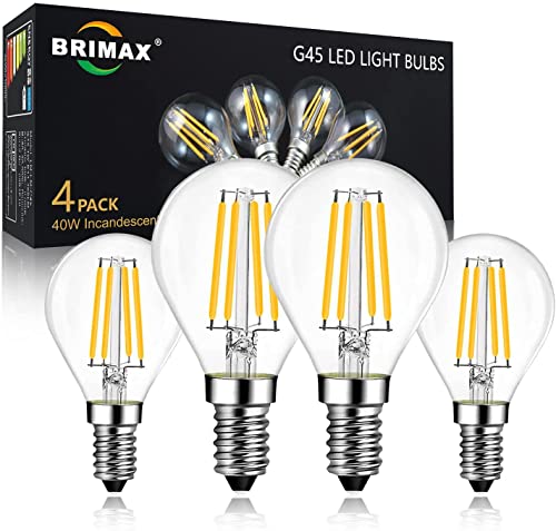 BRIMAX E14 Led Dimmbar, E14 Led warmweiss, 6W Glühbirne E14 (ersetzt 60 Watt), G45 Led Birne E14 2700k warmweiß, 230V Glass Led Lampe E14, 4er Pack von BRIMAX