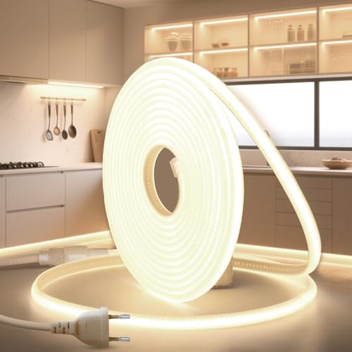 BRIMETI COB LED Streifen 20M 230V Neon Strip IP65 Wasserdicht Neutralweiß 4000K Außenbereich 320LEDS/M mit Netzteil und Stecker Flexibel DIY LED Streifen für Beleuchtung Innen und Küche Garten Deko BRIMETI COB LED Streifen 20M 230V Neon Strip IP65 Wasserdicht Neutralweiß 4000K Außenbereich 320LEDS/M mit Netzteil und Stecker Flexibel DIY LED Streifen für Beleuchtung Innen und Küche Garten Deko von BRIMETI