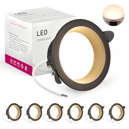 BRIMETI LED Einbaustrahler 230V Schwarz Spots Flach 7W 230V IP44, 700 Lumen 6er Set Natürliches Weiß 4000K Ausschnitt 70mm,CRI 80,Einbauleuchten Decken Spot,für Schlafzimmer Badezimmer Wohnzimmer von BRIMETI
