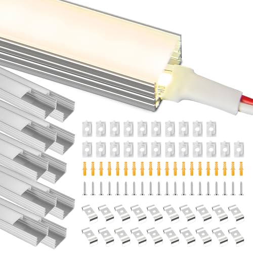 BRIMETI LED Profil Aluminium für LED Strip Streifen 10mm Breite, 10x 1M U-Form Kanal Schiene Eckprofil Aluminiumprofil Leisten, mit Milchiger Weiß Abdeckung Endkappen und Montageklammer BRIMETI LED Profil Aluminium für LED Strip Streifen 10mm Breite, 10x 1M U-Form Kanal Schiene Eckprofil Aluminiumprofil Leisten, mit Milchiger Weiß Abdeckung Endkappen und Montageklammer von BRIMETI