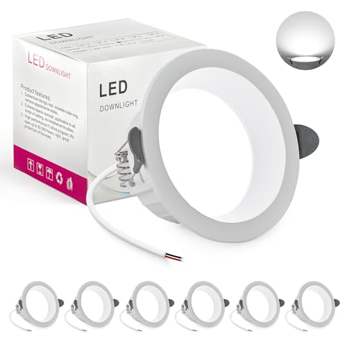 BRIMETI LED Spots Einbaustrahler 230V Ultra Flach 7W 6er Set Deckenspots IP44 700lm LED Spot,6000K Kaltweiß,Ausschnitt 70mm, Slim Einbauleuchte für Schlafzimmer Badezimmer Wohnzimmer Küche (Weiß) von BRIMETI