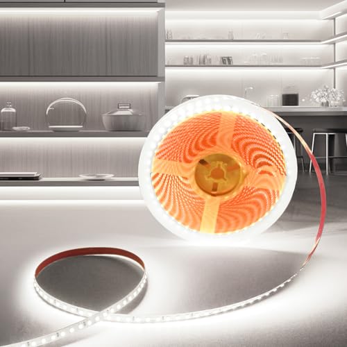 BRIMETI LED Streifen 24V Selbstklebend LED Strip 20M 6000K Weiß 8mm Breite 2400LEDs, Flexibel Licht Band Leiste DIY IP20, für TV, Beleuchtung Schlafzimmer(ohne Netzteil) von BRIMETI