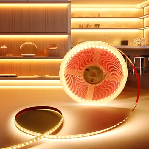 BRIMETI LED Streifen 24V Selbstklebend LED Strip 5M 3000K Warmweis 8mm Breite 2400LEDs, Flexibel Licht Band Leiste DIY IP20, für TV, Beleuchtung Schlafzimmer(ohne Netzteil) von BRIMETI