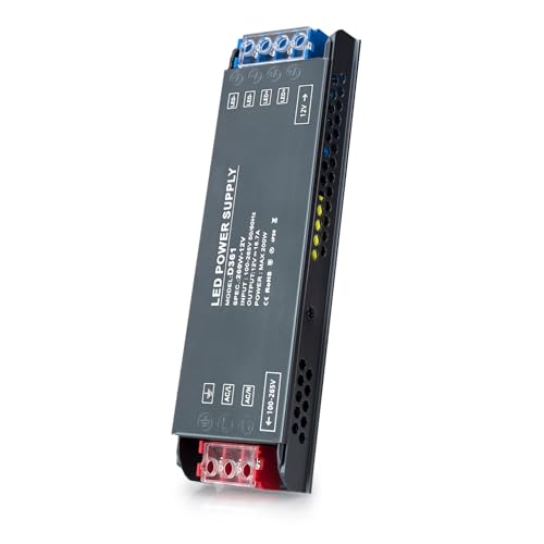 BRIMETI LED Trafo 12V 200W LED Treiber Netzteil, Schaltnetzteil LED Transformator 16,64A AC 230V auf DC 12 Volt, Kompakter Extrem Dünner Konstantspannung Niedervolttrafo für Lampen von BRIMETI
