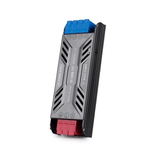 BRIMETI 24V Netzteil Trafo 230V auf 24V 150W LED Treibe Schaltnetzteil LED Transformator 6.25A AC 230V auf DC 24 Volt Kompakter Extrem Dünner Konstantspannung, für Neon Streifen Strip von BRIMETI