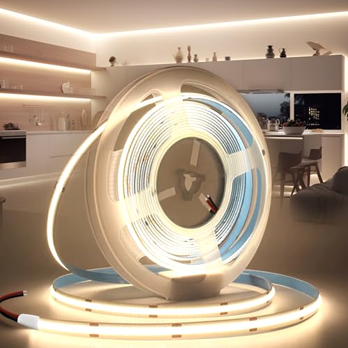 BRIMETI LED Streifen 24V 5M LED Strip COB Selbstklebend Neutralweiß 4000K 8mm Breite 320LEDs/M, Flexibel IP20 Licht Band Leiste DIY, für TV, Beleuchtung Schlafzimmer (ohne Netzteil) von BRIMETI