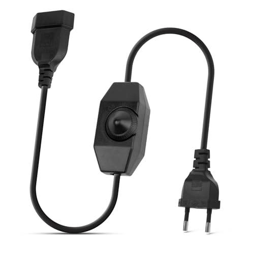 LED Dimmer mit Schalter, BRIMETI 2 Meter Kabel (Stecker + Buchse) Dimmer 230V für LED Lampen 100W Max, Stufenlos Dimmbar/Dimmen Verlängerungskabel Drehdimmer, für LED Leuchtmittel (Schwarz) von BRIMETI