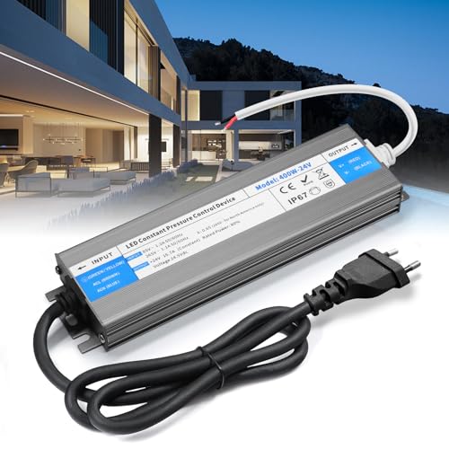 LED Trafo 24V 400W, BRIMETI Wasserdicht IP67 LED Treiber Netzteil 16,7A Mit Stecker Schaltnetzteil Transformator AC 230V auf DC 24 Volt Außenbereich, Kompakter Dünner Konstantspannung Niedervolttrafo LED Trafo 24V 400W, BRIMETI Wasserdicht IP67 LED Treiber Netzteil 16,7A Mit Stecker Schaltnetzteil Transformator AC 230V auf DC 24 Volt Außenbereich, Kompakter Dünner Konstantspannung Niedervolttrafo von BRIMETI