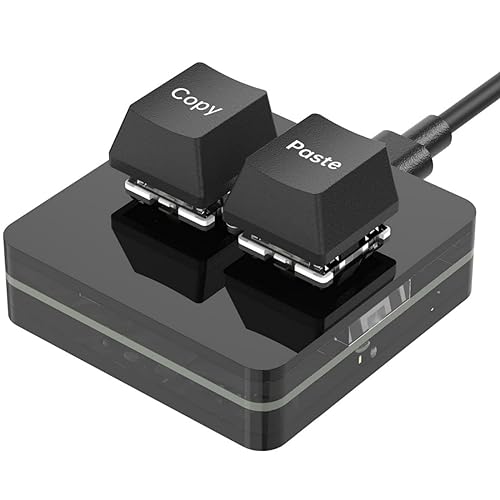 BRIMFORD 2 Tasten Mini Tastatur - Copy Paste - Mechanische RGB Gaming Tastatur, Programmierbar, Makro, Benutzerdefiniert, Kompakt, Typ-C, für Windows & Mac (Schwarz, Copy/Paste) von BRIMFORD