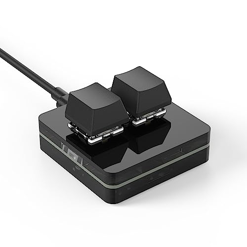 BRIMFORD 2 Tasten Mini Tastatur - Custom Keypad - Mechanische RGB Gaming Tastatur, Programmierbar, Makro, Benutzerdefiniert, Kompakt, Typ-C, für Windows & Mac (Schwarz, Zwei Tasten/Leere) von BRIMFORD