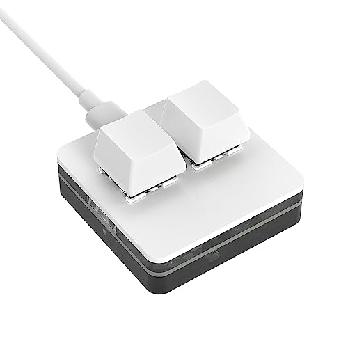 BRIMFORD 2 Tasten Mini Tastatur - Custom Keypad - Mechanische RGB Gaming Tastatur, Programmierbar, Makro, Benutzerdefiniert, Kompakt, Typ-C, für Windows & Mac (Weiß, Zwei Tasten/Leere) von BRIMFORD