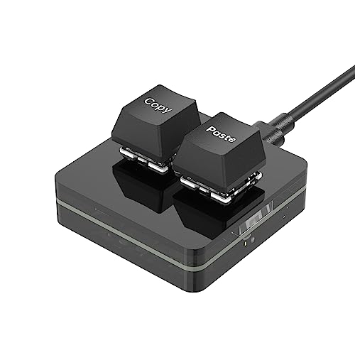 BRIMFORD Programmierbare Tastaturen, USB-C Customized Copy Paste Mini 2 Tasten mit LED-Licht Mechanische Hot-Swap-Makro-Tastatur (schwarz) von BRIMFORD