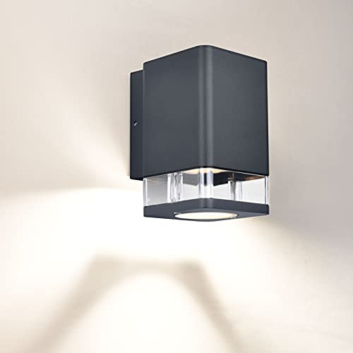 BRIMMEL Außenwandleuchte Aluminium Down Wandleuchte für außen Garten Vorne Badezimmer Veranda Garage Außenleuchte 35W Max GU10 Sockel Außenlampe, Glühbirnen nicht enthalten von BRIMMEL