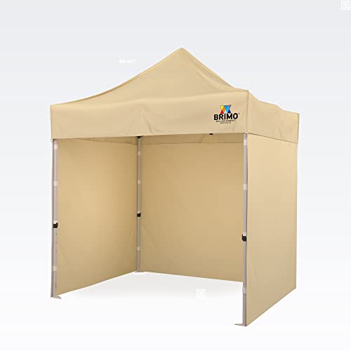 BRIMO Faltpavillon, Partyzelt 100% Wasserdicht mit 3 Seitenteilen - 5 Jahre Garantie (2x2 m, Beige) von BRIMO