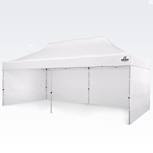 BRIMO Klapp pavillon 100% Wasserdicht mit 3 Seitenteilen - 5 Jahre Garantie (3x6 m, Weiß) von BRIMO