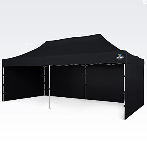 BRIMO Pop up pavillon 100% Wasserdicht mit 3 Seitenteilen - 5 Jahre Garantie (3x6 m, Schwarz) von BRIMO