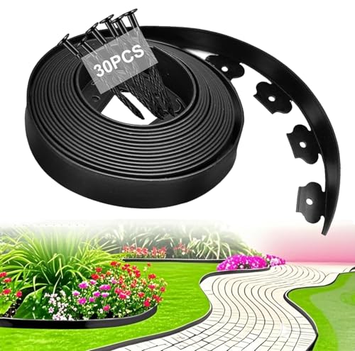Flexible Rasenkante Kunststoff, Rasenpflaster Pflastersteine Rasengitter Beeteinfassung | Unsichtbare Rasenkantenband für Garten, Terrasse & Beete 10 m Länge × 5 cm Höhe Mit 30 Erdankern, Schwarz Flexible Rasenkante Kunststoff, Rasenpflaster Pflastersteine Rasengitter Beeteinfassung | Unsichtbare Rasenkantenband für Garten, Terrasse & Beete 10 m Länge × 5 cm Höhe Mit 30 Erdankern, Schwarz von BRIMOREA