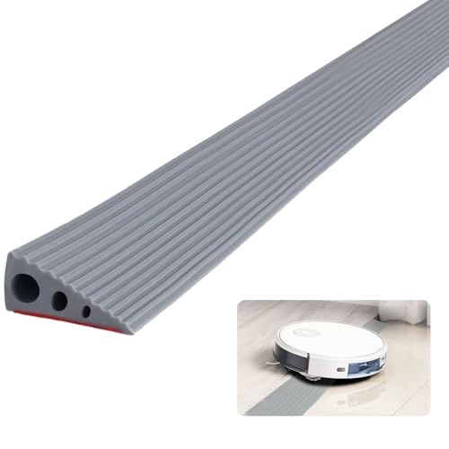 Gummi Türschwellenrampe Rampe, 6.5x2.5CM Bordsteinrampe, PVC Saugroboter Türschwellenrampe, übergangsschienen Selbstklebend Schwellenrampe für Rollstuhl, Kinderwagen, Rollator & e Scooter Grau von BRIMOREA
