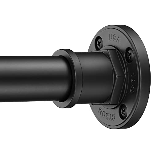 BRIOFOX Industrielle Duschvorhangstange – 2-in-1 Design Spannvorhangstange – nie rostend rutschfest 43 bis 72 Zoll Edelstahl matt schwarz Fenstervorhangstange von BRIOFOX