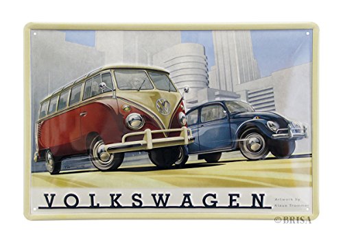 BRISA VW Collection - Volkswagen Retro-Blech-Schild-Vintage-Dekoration Geschenk-Idee aus Metall im T1 Bus Design (Bus & Käfer/Bunt) BRISA VW Collection - Volkswagen Retro-Blech-Schild-Vintage-Dekoration Geschenk-Idee aus Metall im T1 Bus Design (Bus & Käfer/Bunt) von BRISA