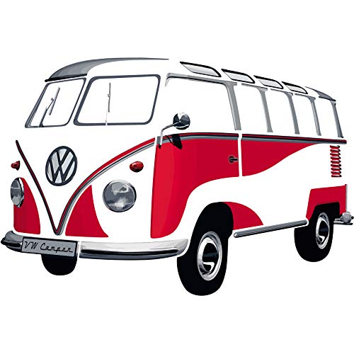 BRISA VW Collection - Volkswagen Selbstklebendes Wand-Tattoo-Aufkleber-Dekoration-Poster mit T1 Bulli Bus Samba Design(Silhouette/Rot) von BRISA