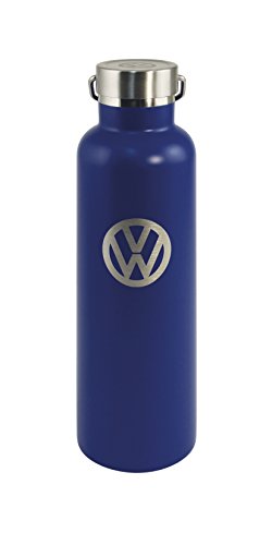 BRISA VW Collection - Original Volkswagen Isolierte Doppelwandige Vakuum Edelstahl Thermos-Flasche (Volkswagen Schriftzug & VW Logo/Blau/735ml) von BRISA
