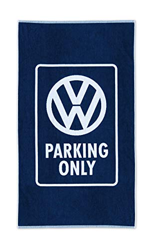 BRISA VW Collection - Volkswagen Strand-Bade-Sauna-Tuch-Liegetuch mit Logo und Schriftzug (Parking Only/Blau) von BRISA