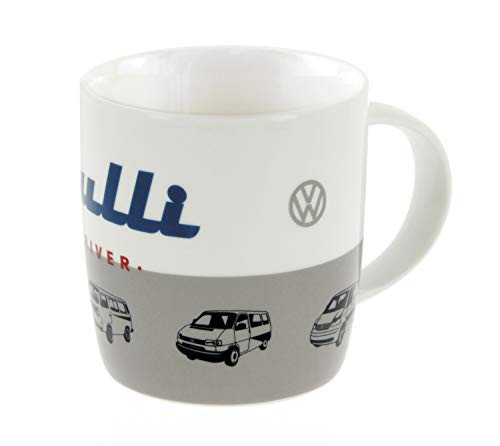 BRISA VW Collection - Volkswagen Keramik Kaffee-Tee-Cappuccino-Tasse-Becher-Haferl im T1, T2, T3, T4, T5, T6 Bulli Bus Design (Bulli Driver/Grau) von BRISA