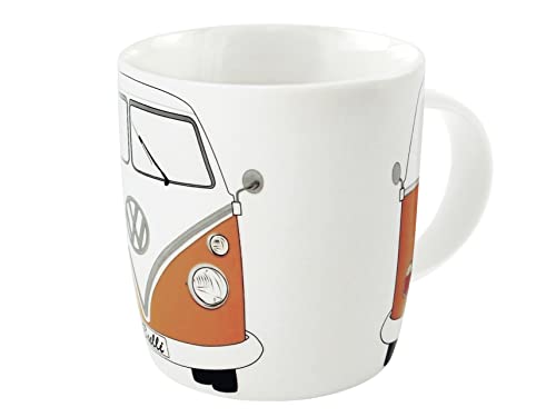 BRISA VW Collection - Volkswagen Große Keramik Kaffee-Tee-Cappuccino-Tasse-Becher-Haferl im T1 Bulli Bus Design (Bus Front/Orange) von BRISA