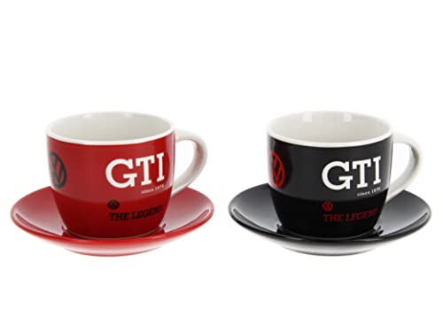 BRISA VW Collection - Volkswagen Keramik Espresso-Tassen-Kaffee-Tee-Cappuccino-Set im GTI Design (The Legend/2 Farben/2ER SET/100ml) von BRISA