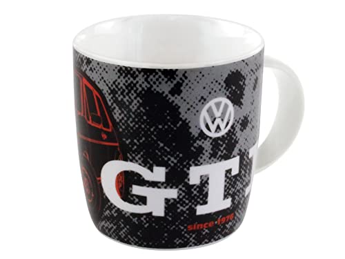 BRISA VW Collection - Volkswagen Keramik-Kaffee-Tee-Cappuccino-Tasse-Becher-Haferl Mug im GTI Design (370 ml/GTI Front/Schwarz) von BRISA