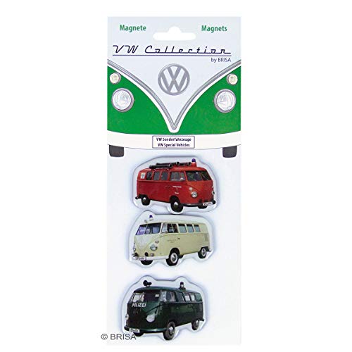 BRISA VW Collection - Volkswagen Kühlschrank-Büro-Pinnwand-Magnete mit T1 Bulli Bus Motiven (3er Set/Sonderfahrzeuge/Bunt) von BRISA