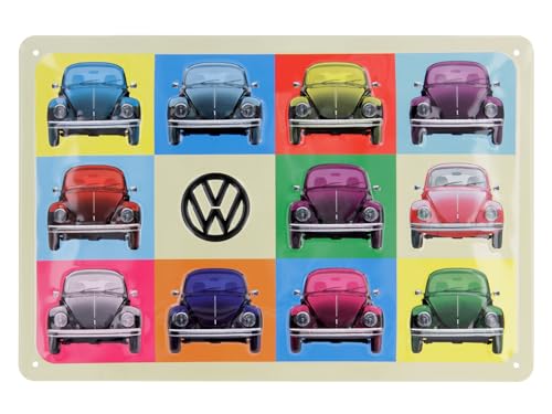 BRISA VW Collection - Volkswagen Retro-Blech-Schild-Vintage-Dekoration Geschenk-Idee aus Metall im Käfer Design (Käfer/Bunt) von BRISA