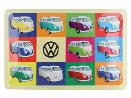 BRISA VW Collection - Volkswagen Retro-Blech-Schild-Vintage-Dekoration Geschenk-Idee aus Metall im T1 Bus Design (Multicolor/Bunt) von BRISA