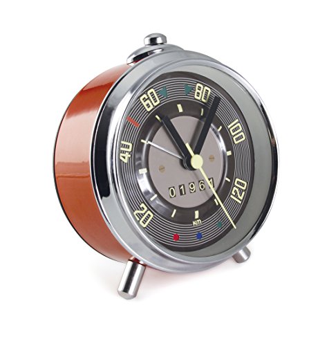 BRISA VW Collection - Volkswagen Wecker-Uhr-Zeitmesser im Tacho Design vom T1 Bulli Bus in edler Geschenk-Dose (Speedometer/Rot) von BRISA