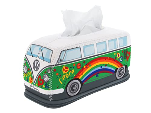 BRISA VW Collection - Volkswagen Neopren Kosmetik-Servietten-Spender-Papier-Taschentuch-Tissue-Box fürs Bad im T1 Bulli Bus Design (Peace/Grün) von BRISA