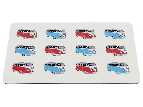 BRISA VW Collection - Volkswagen T1 Bulli Bus Schneidebrett, Frühstücksbrett, Brotzeitbrett aus HPL Schichtstoffplatte (23,5x14,5x0,2cm L/B/H) (Blau/Rot) von BRISA