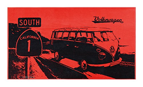 BRISA VW Collection - Volkswagen Strand-Bade-Sauna-Tuch-Liegetuch im T1 Bulli Bus Design (Highway/Schwarz) von BRISA