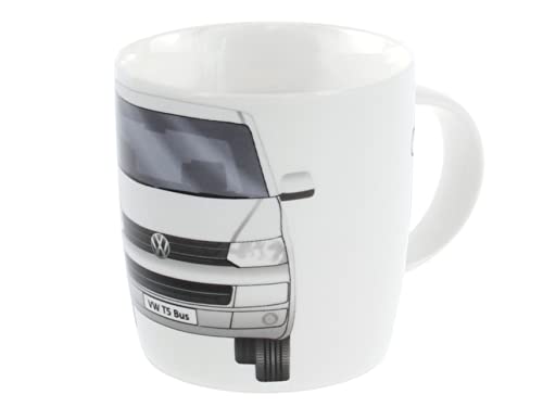 BRISA VW Collection - Volkswagen Große Keramik Kaffee-Tee-Cappuccino-Tasse-Becher-Haferl im T5 Design (Front/Weiß) von BRISA