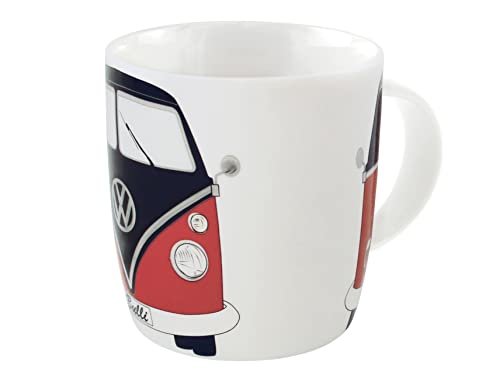 BRISA VW Collection - Volkswagen Große Keramik Kaffee-Tee-Cappuccino-Tasse-Becher-Haferl im T1 Bulli Bus Design (Bus Front/Rot & Schwarz) von BRISA