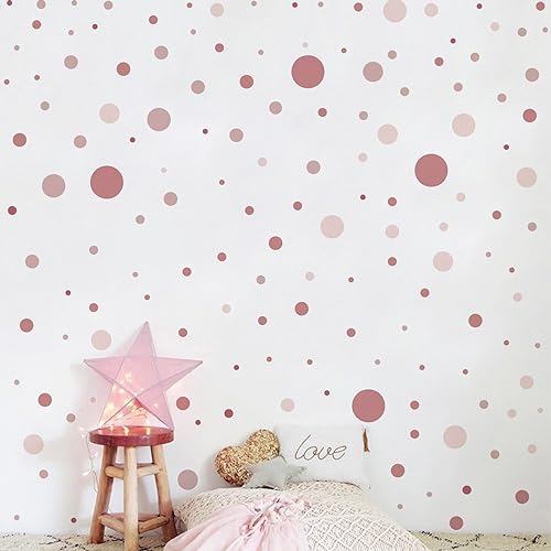 BRISKORE 140 Stück Wandaufkleber für Kinderzimmer Babyzimmer, Dots zum Kleben Wandaufkleber Wanddeko, Rosa Pastell Wandaufkleber, Wandsticker für Kinder Wandaufkleber Mädchen Jungen von BRISKORE