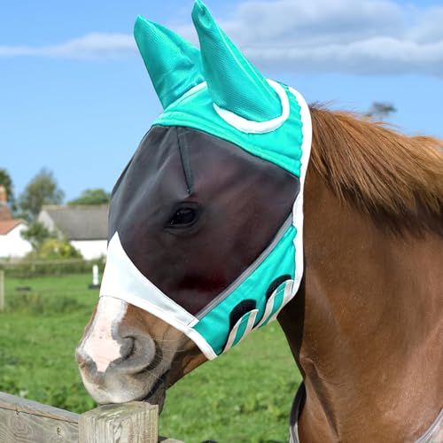 BRISKORE Fliegenmaske Pferd UV Schutz, Super-fit Pferdefliegenmaske, Hervorragender Komfort Elastizität Horse Fly Mask (L) von BRISKORE