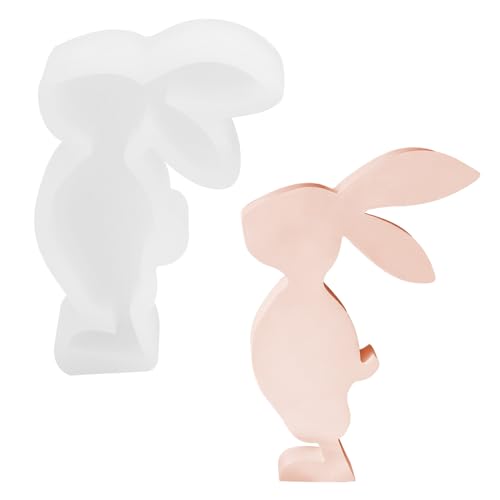 Ostern Kaninchen Silikonformen Gießformen, Kerzenhalter Kerzengießform für Stabkerzen und Teelichter Hasenform für Ostern Hasenharzformen aus Silikon 3D Osterhase Silikonformen Gießformen von BRISKORE