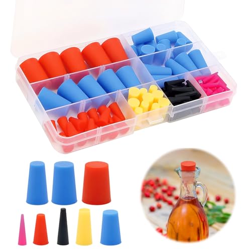 60Pcs Gummistopfen Konisch Stopfen, Gummipfropfen Verschlussstopfen Set, Solide Gummi Stopfen Gummistopfen 10mm-20mm & 5mm-9mm, Silikonstopfen zum Abkleben von Löchern Während der Pulverbeschichtung von BRISKORE