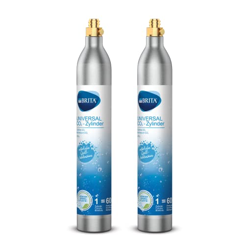 BRITA CO2-Zylinder 2-er Pack für Wassersprudler (bis zu 60l gesprudeltes Wasser pro Füllung) von BRITA