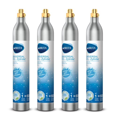 BRITA CO2-Zylinder 4-er Pack für Wassersprudler (bis zu 60l gesprudeltes Wasser pro Füllung) von BRITA