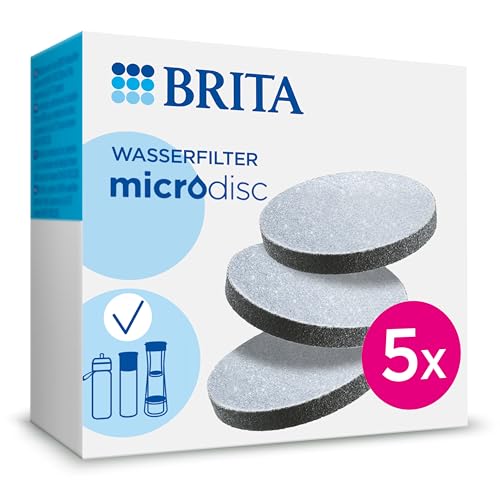 BRITA Wasserfilter MicroDisc 5er-Pack – Ersatz-Wasserfilter für alle BRITA Karaffen & Wasserflaschen mit Filter, reduziert PFAS, Chlor, Mikropartikel & andere geschmacksstörende Stoffe im Trinkwasser von BRITA