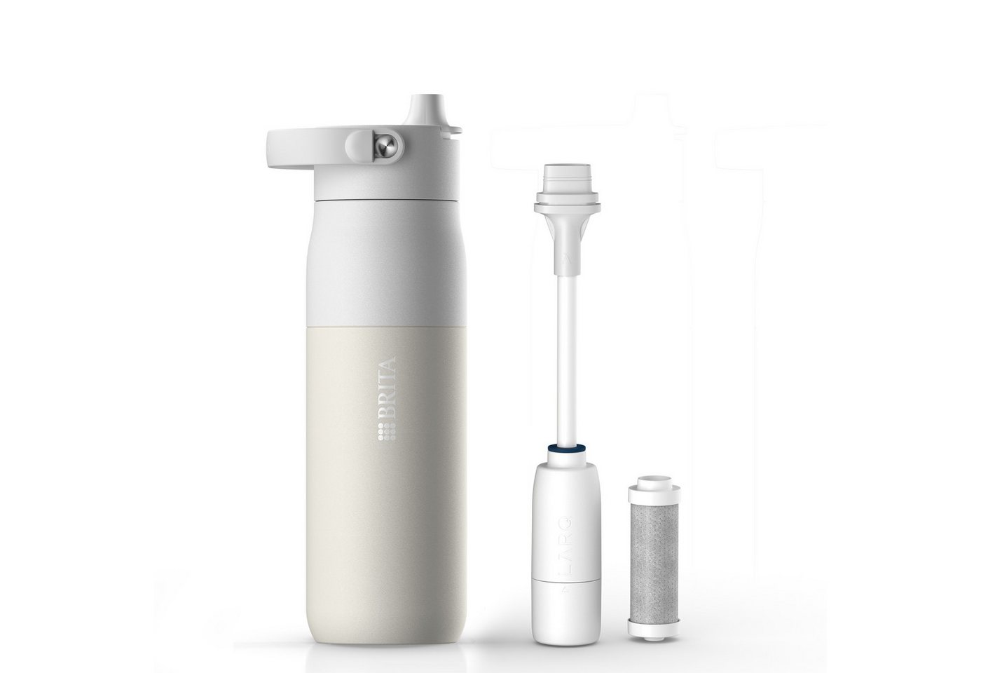 BRITA Trinkflasche BRITA LARQ Essential Filter Trinkflasche (680ml) mit Strohhalm, Edelstahl Wasserflasche mit doppelwandiger Isolierung - hält 24h kalt von BRITA