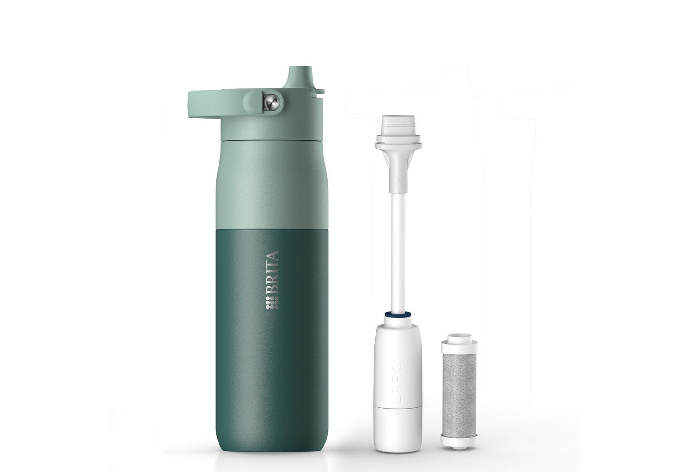 BRITA Trinkflasche BRITA LARQ Essential Filter Trinkflasche (680ml) mit Strohhalm, Edelstahl Wasserflasche mit doppelwandiger Isolierung - hält 24h kalt von BRITA
