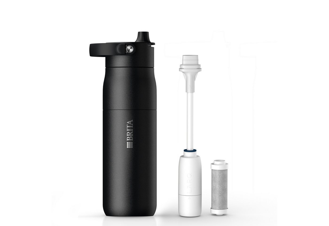 BRITA Trinkflasche BRITA LARQ Essential Filter Trinkflasche (680ml) mit Strohhalm, Edelstahl Wasserflasche mit doppelwandiger Isolierung - hält 24h kalt von BRITA